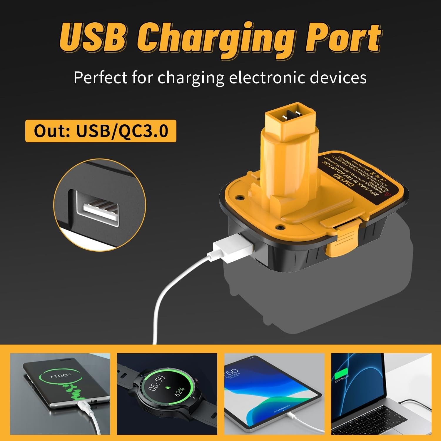 2 Pcs DM18D Battery Converter Adapter Compatible for DW/MW 18V Li-ion to 20V USB