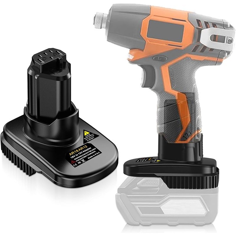 Adapter For Ridgid/AEG 18V Li-ion battery to For Ridgid R82007 12V Power Tools