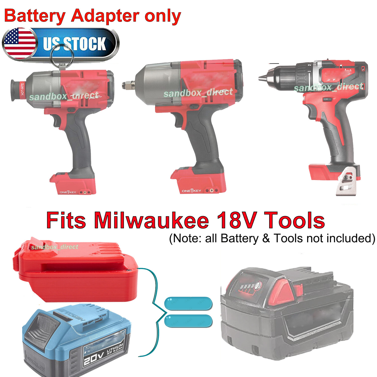 For Hercules 20V Li-ion Battery to for Milwaukee 18V Tools Adapter Converter US