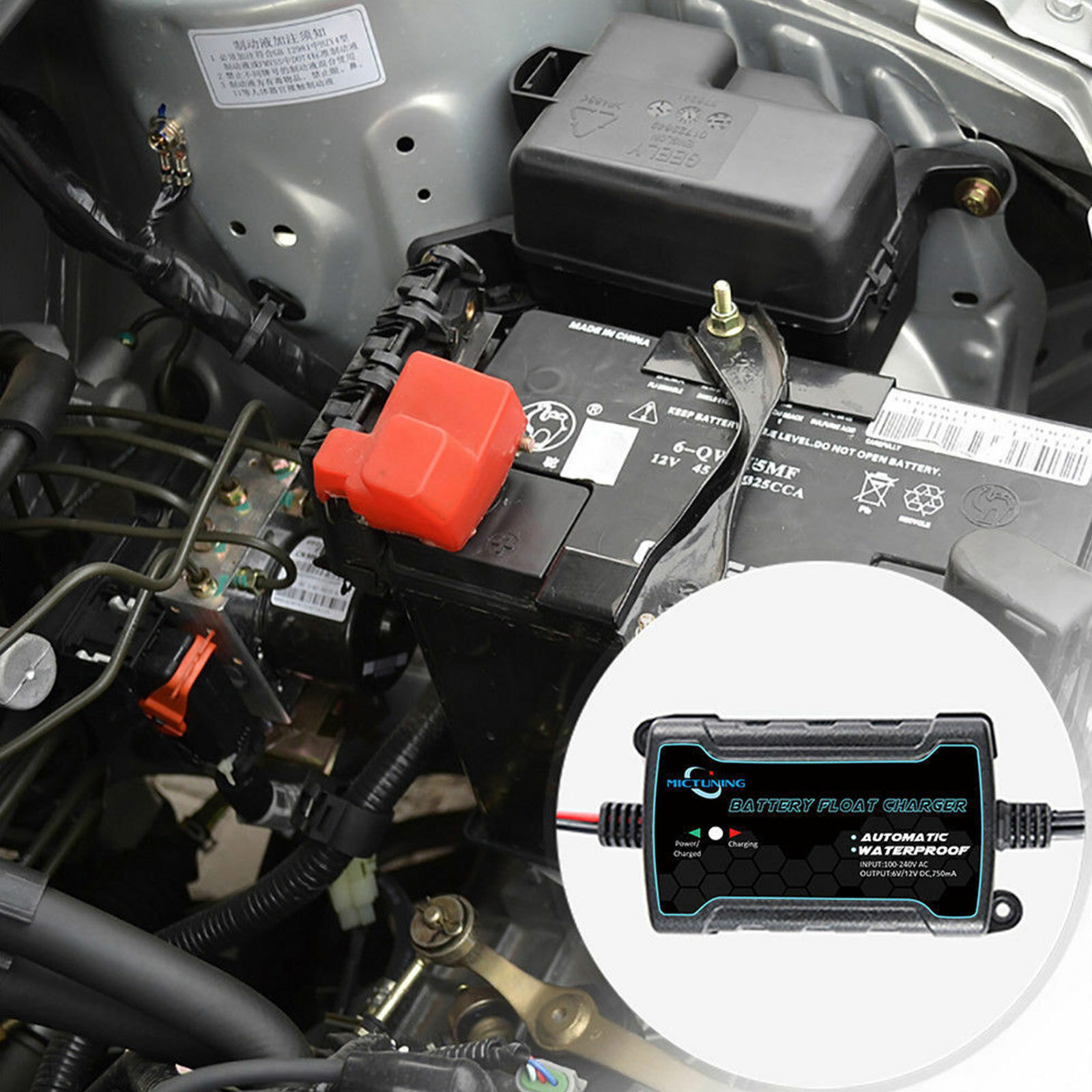 6V/12V 1A Smart Battery Charger, Charger and Maintainer For Car SUV Motorcycles