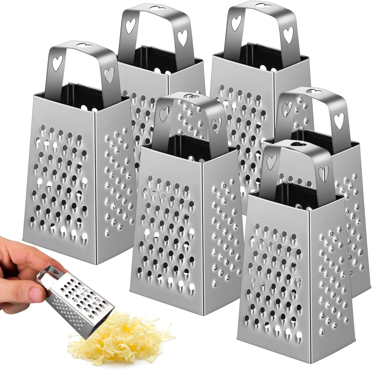6pcs Mini Cheese Grater Set Stainless Steel 4-Sided Box Grater for Garlic Ginger