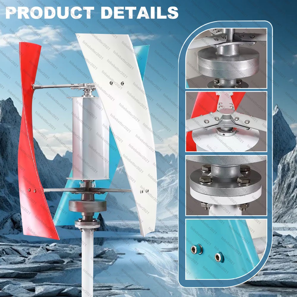 3000W Vertical Axis Wind Turbine Generator with Controller Kit Max 12V/24V 48V