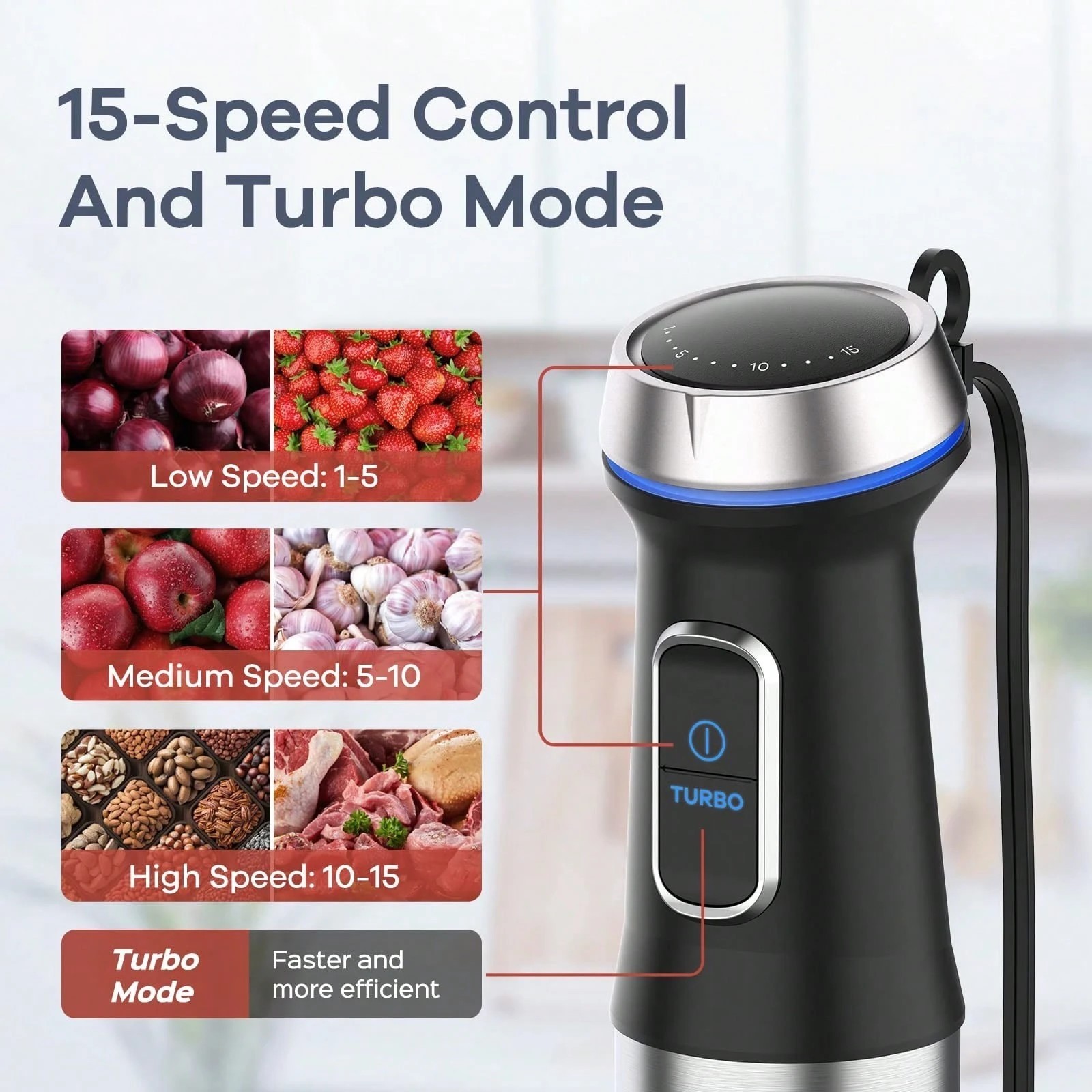 Ganiza 7-in-1 Immersion Blender 1500ml Food Processor Turbo Mode Stick Blender