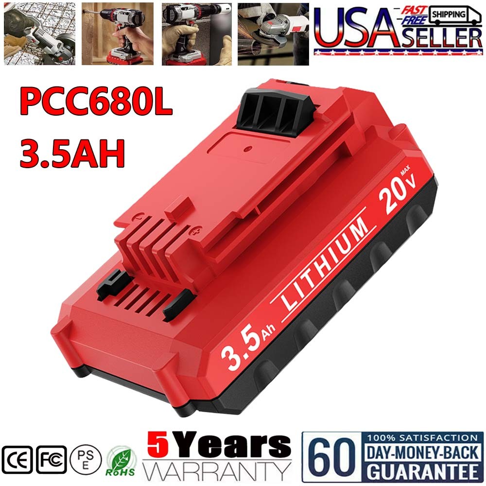 1-2X 3.5Ah Lithium-ion Battery 3500mAH for Porter Cable 20V MAX PCC685L PCC680L