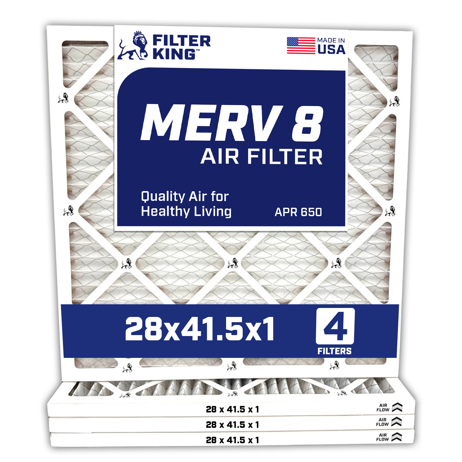 Filter King 28×41.5×1 Air Filter 4-PACK MERV 8 Actual Size 28 x 41.5 x .75″