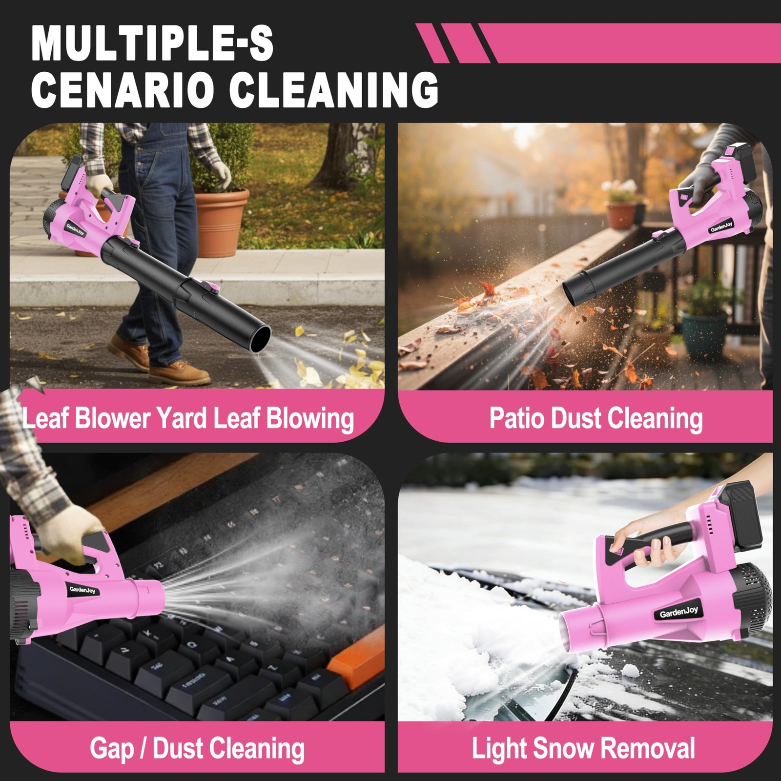 Cordless Leaf Blower 21V 500CFM 150MPH, 6 Speed Modes, Lightweight, 2 Batteries