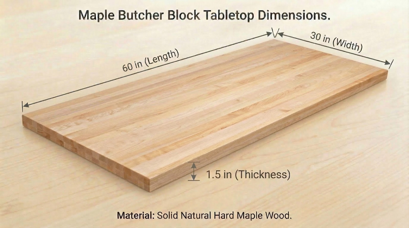 30 in. x 60 in. x 1.5 in. Solid Maple Butcher Block Countertop
