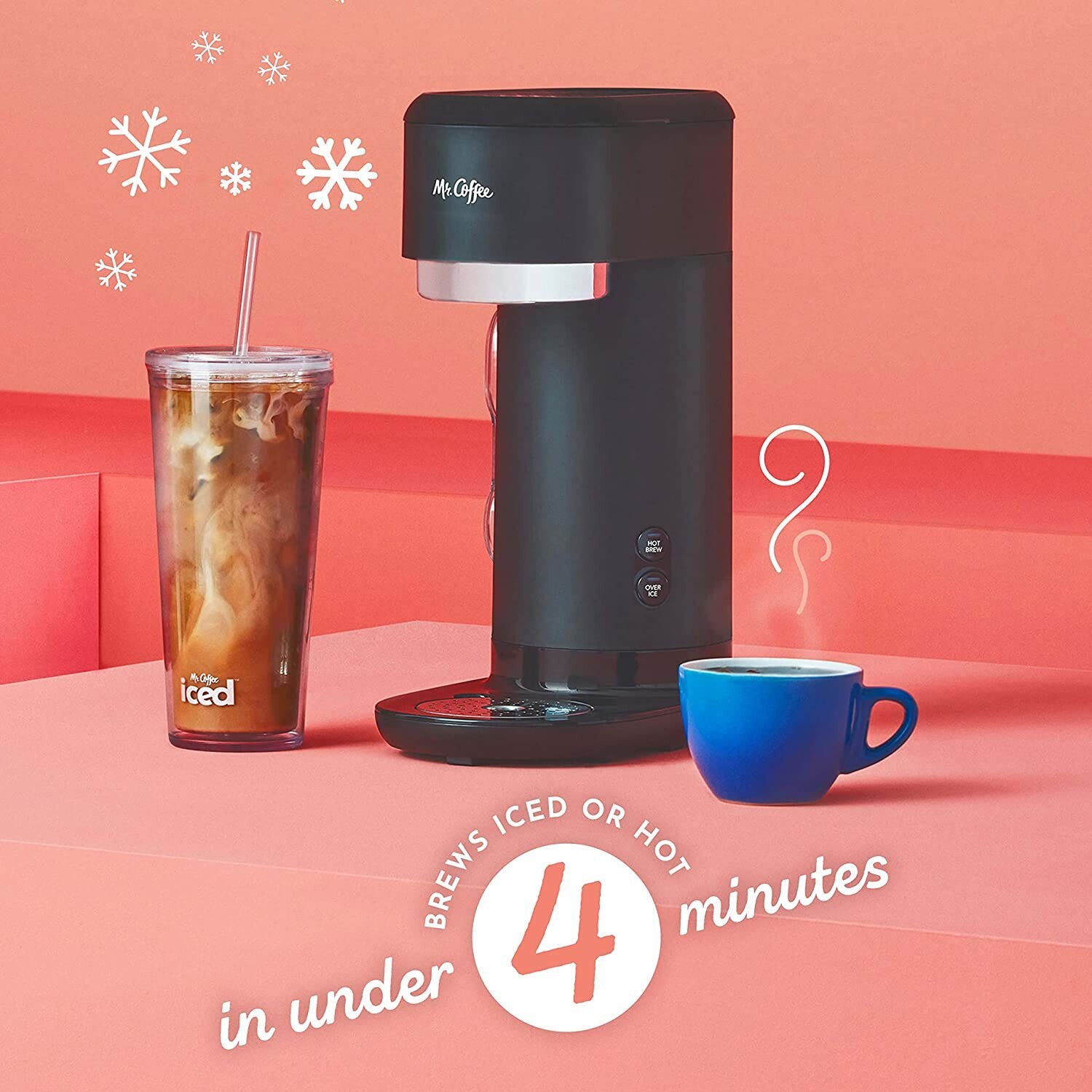Mr. Coffee Iced and Hot Coffee Maker with 22-Ounce Tumbler – Black