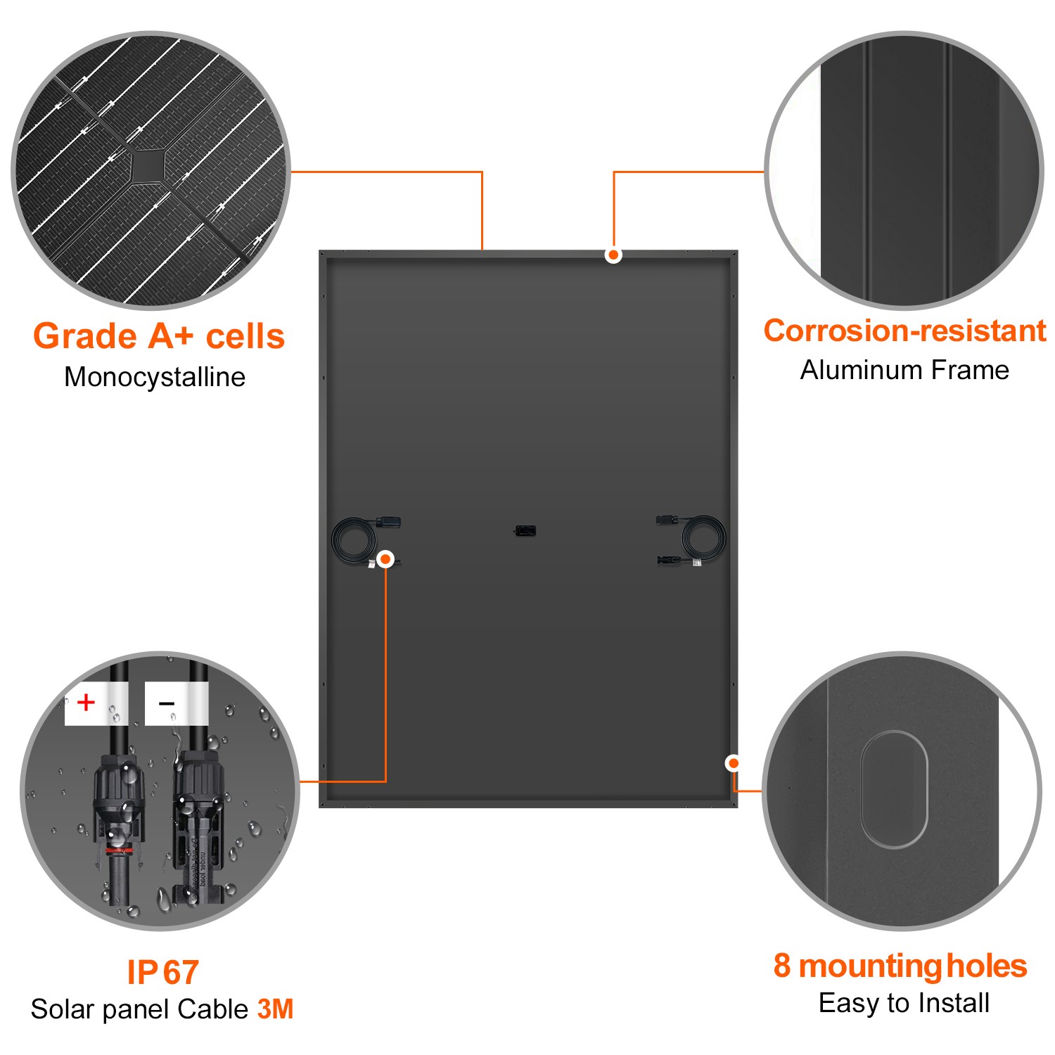 Dokio 400W-4000W N-type Mono Rigid Big High Power Solar Panel PV moudle for Roof