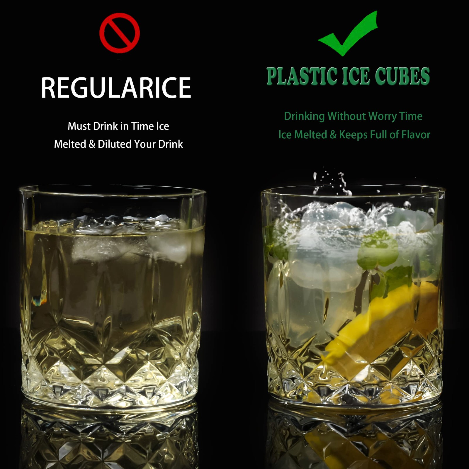Reusable Ice Cube Plastic Cubes 25 Pack White 1 inch, – 25