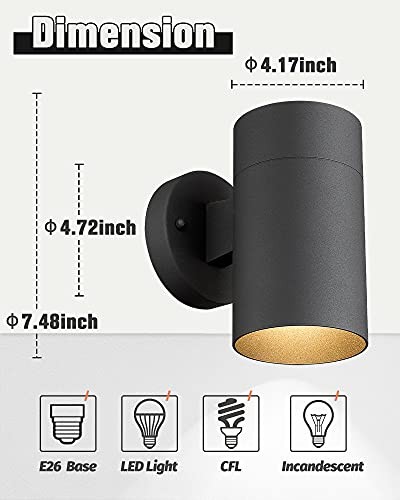 Outdoor Wall Sconce, Exterior Wall Light 7.48 x 4.17 x4.72 inch 2 Pack