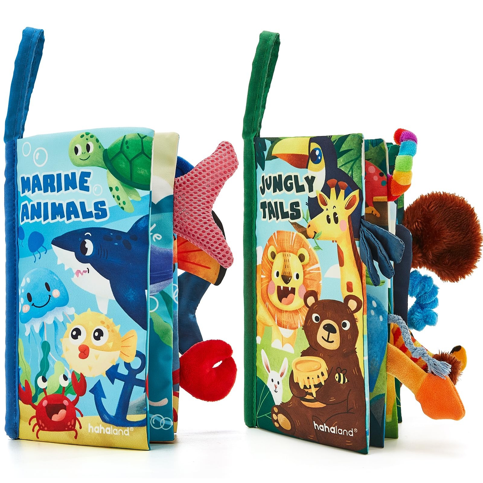 hahaland Baby Toys 0-6 Months – Crinkle Books for Babies 2-Pack, Soft Cloth Sens