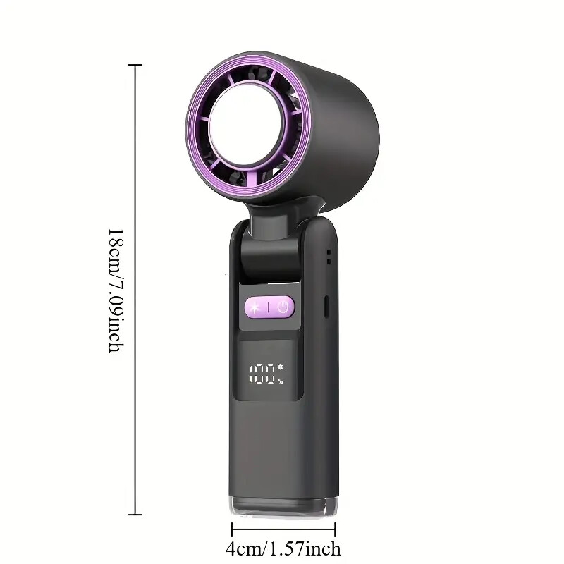 Ice-Cool 4000mAh USB Rechargeable Handheld Mini Fan Foldable Neck Stepless Speed