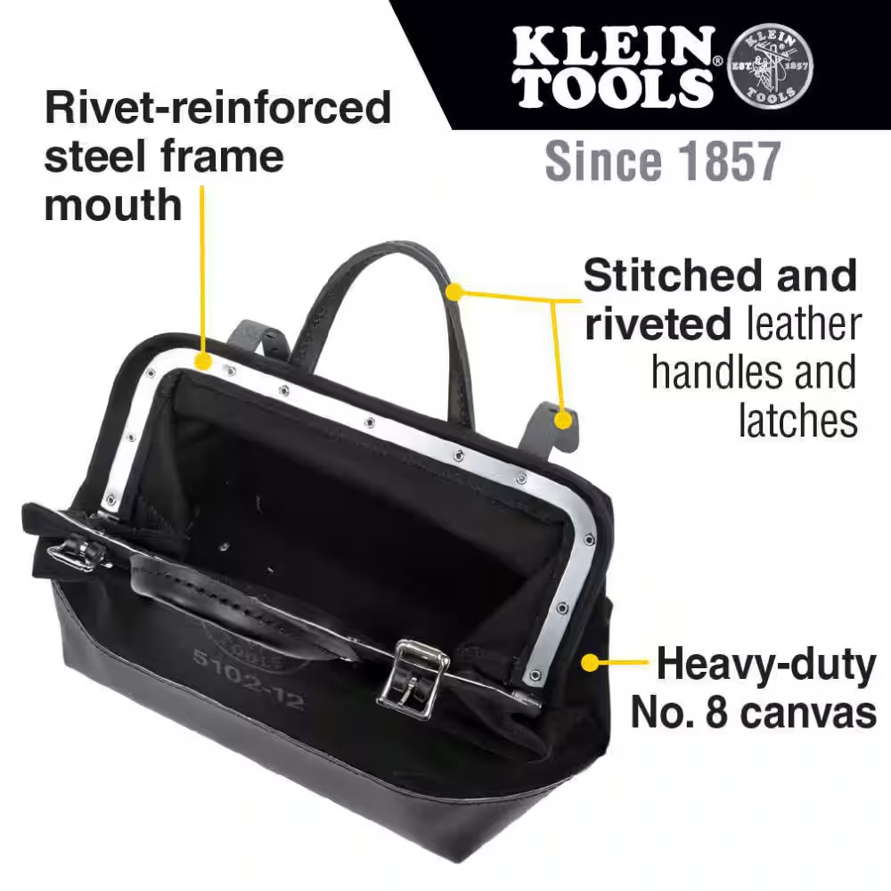 12 In. Tool Bag, Black Canvas