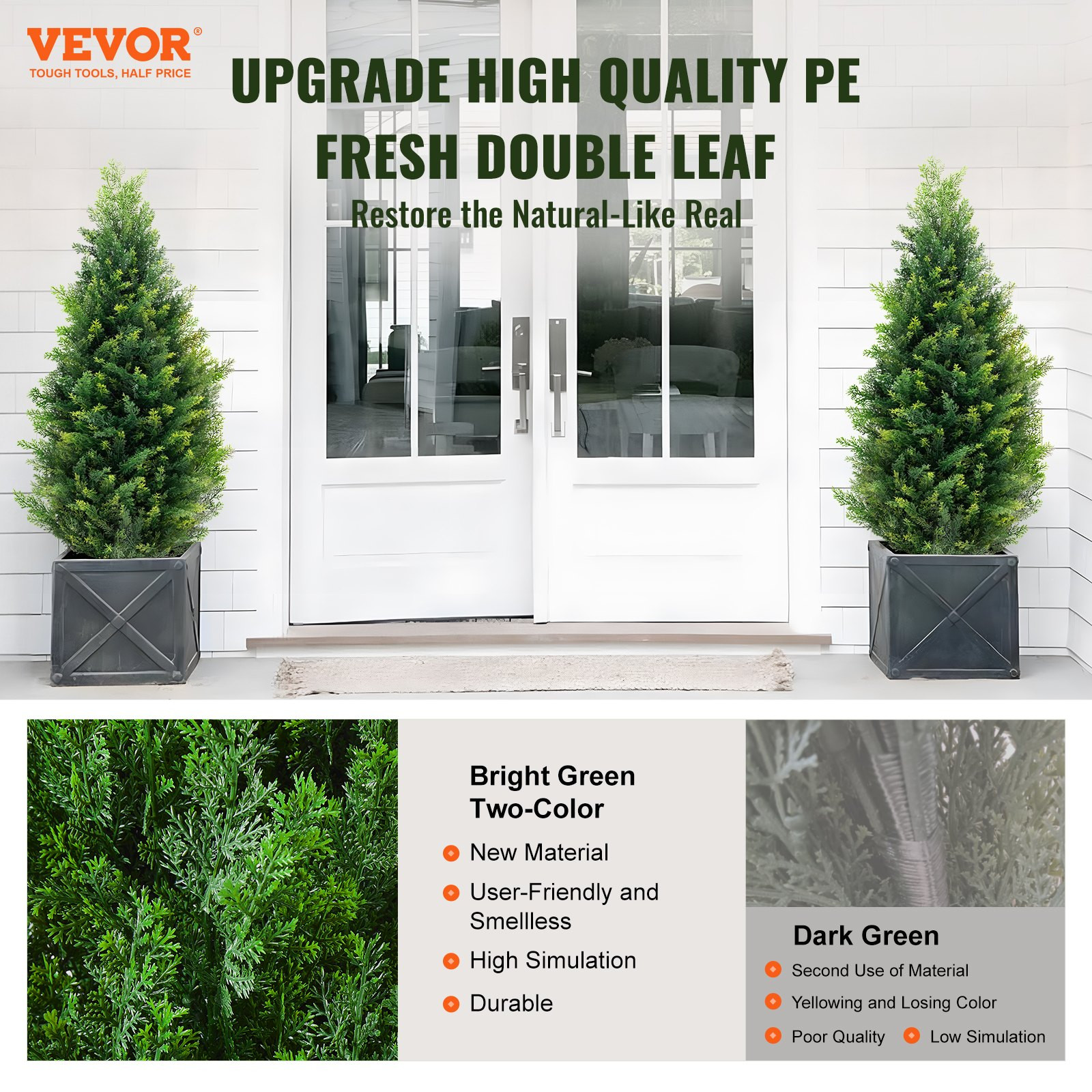 VEVOR Artificial Cedar Topiary Tree, 36 inch Tall (2 Pieces), with Extra Leaves