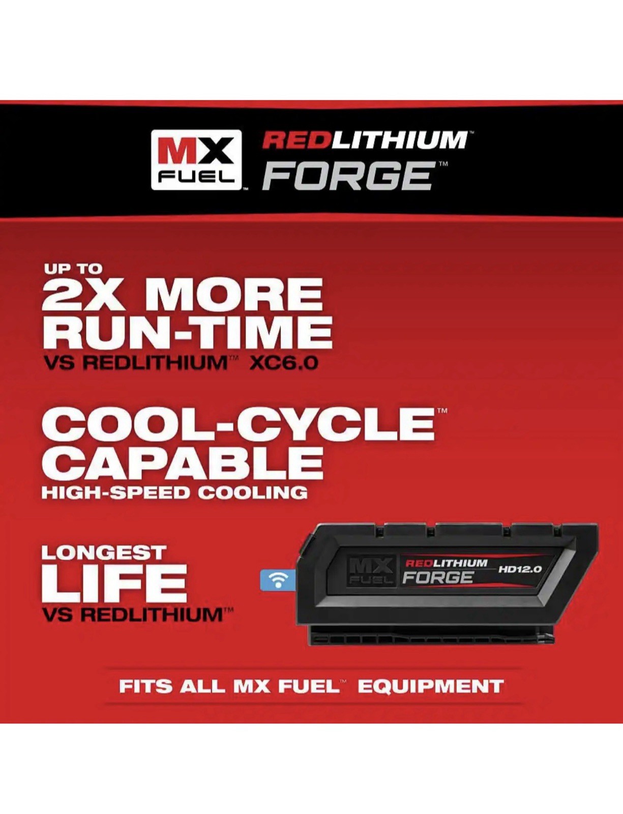 Milwaukee MX FUEL REDLITHIUM FORGE HD12.0 MXFHD812 LITHIUM ION BATTERY