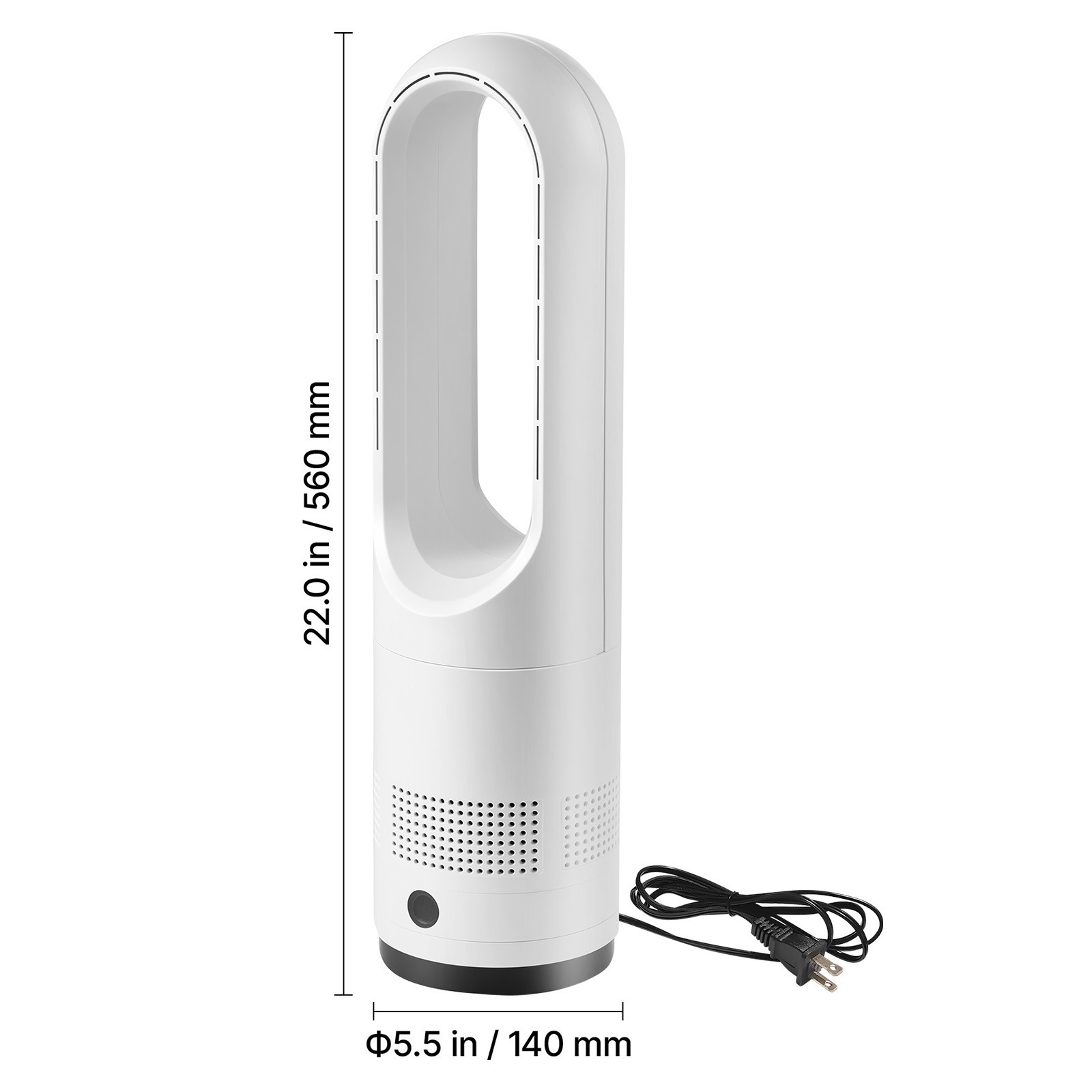 Uimoso Bladeless Tower Fan with Remote, 80° Oscillation, 8 Speeds, White