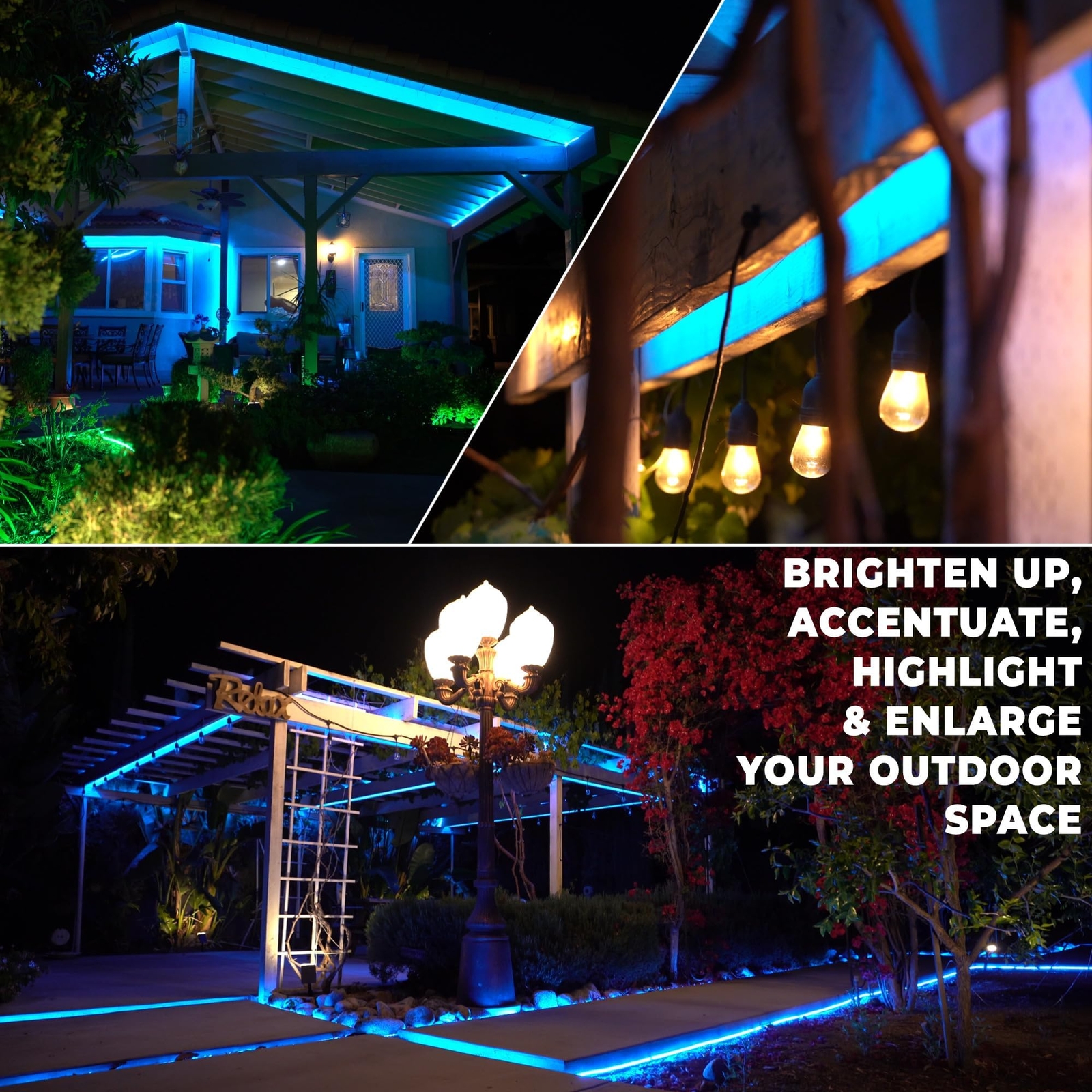 Blue 8-Mode LED Outdoor Waterproof Rope Light 10′ 25′ 50′ 100′ 150′ 300′ ft