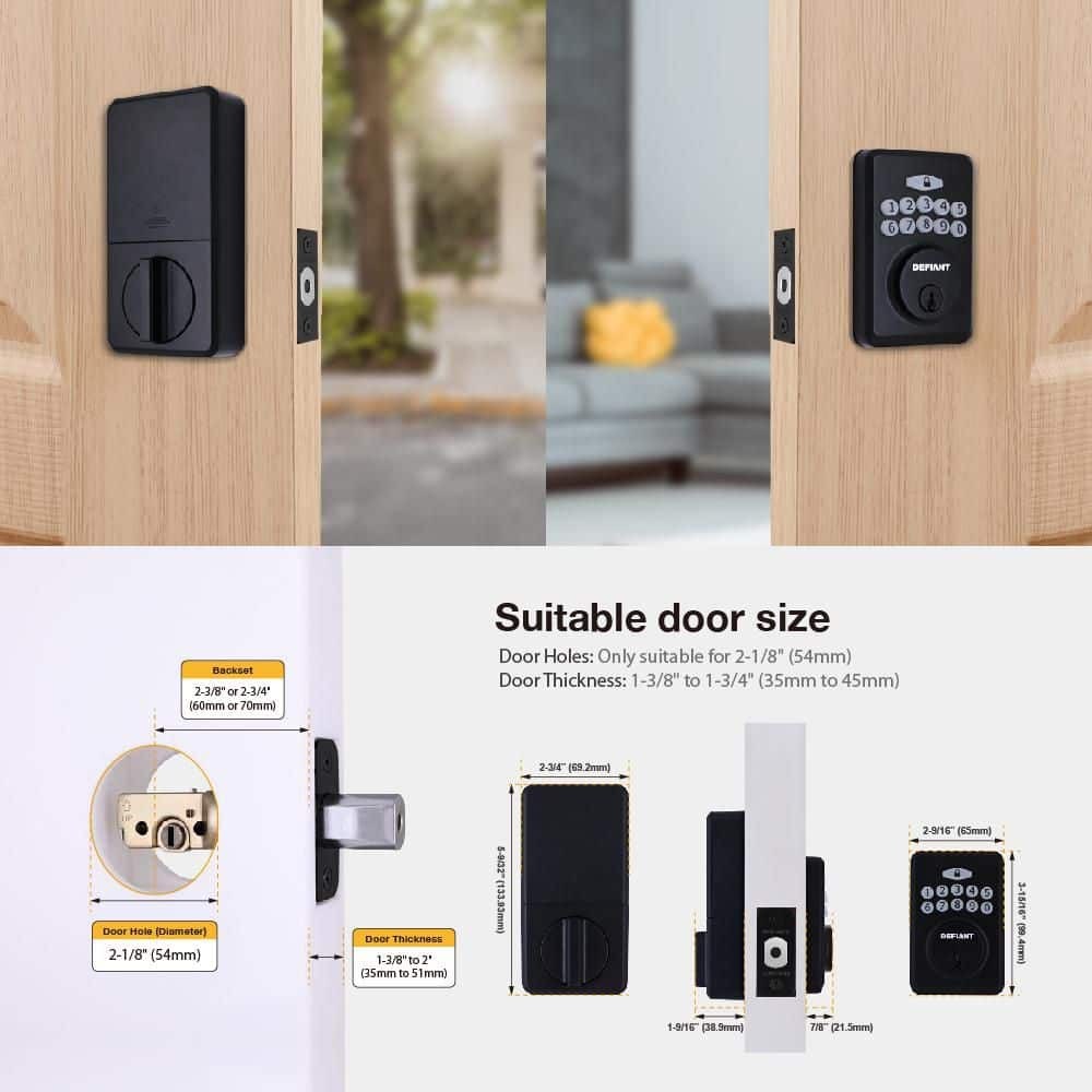 Defiant Radius Matte Black Single Cylinder Electronic Keypad Deadbolt Lock