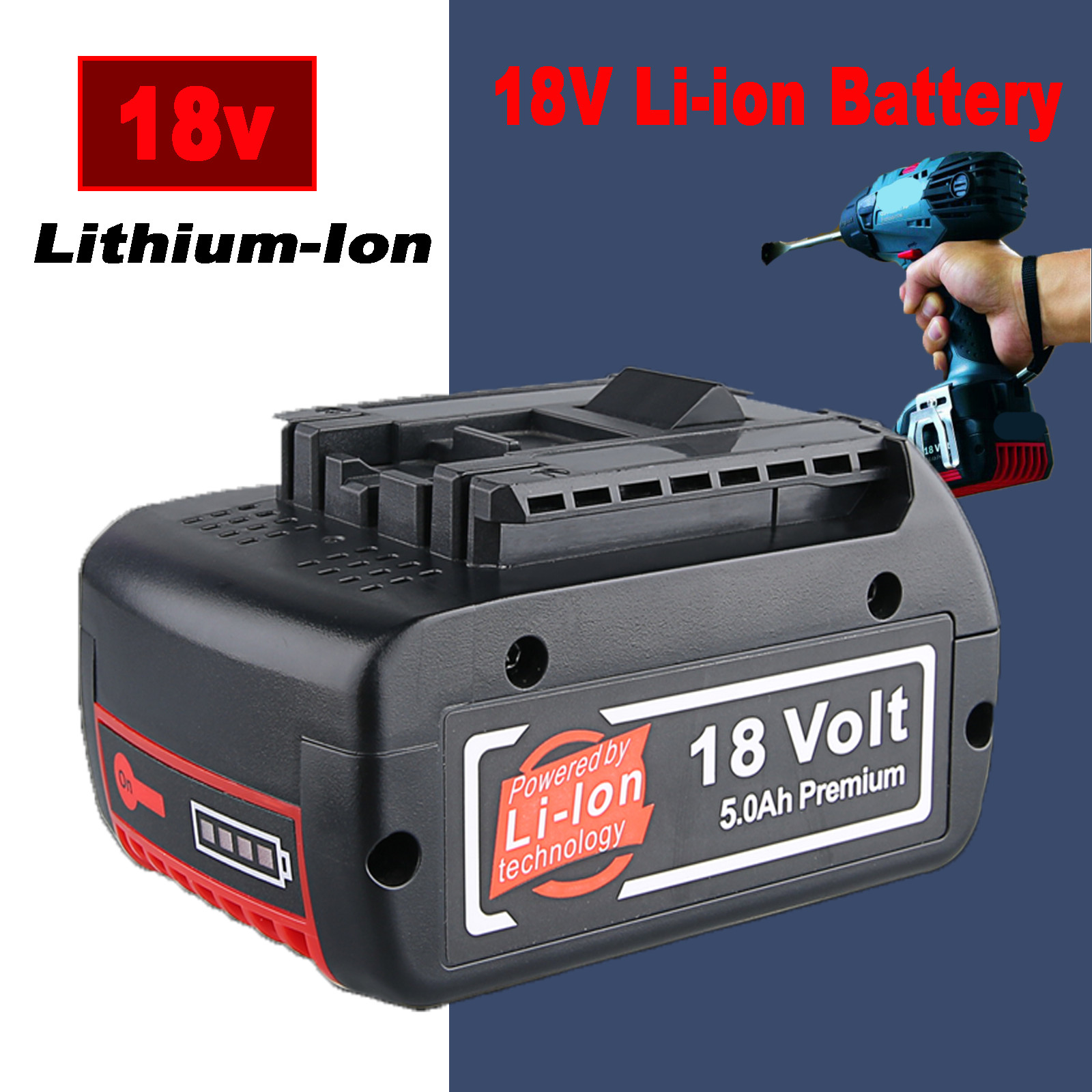 18V for Bosch BAT618 BAT609 Li-ion Battery BAT620 BAT610G BAT619G 24618-01 5.0AH