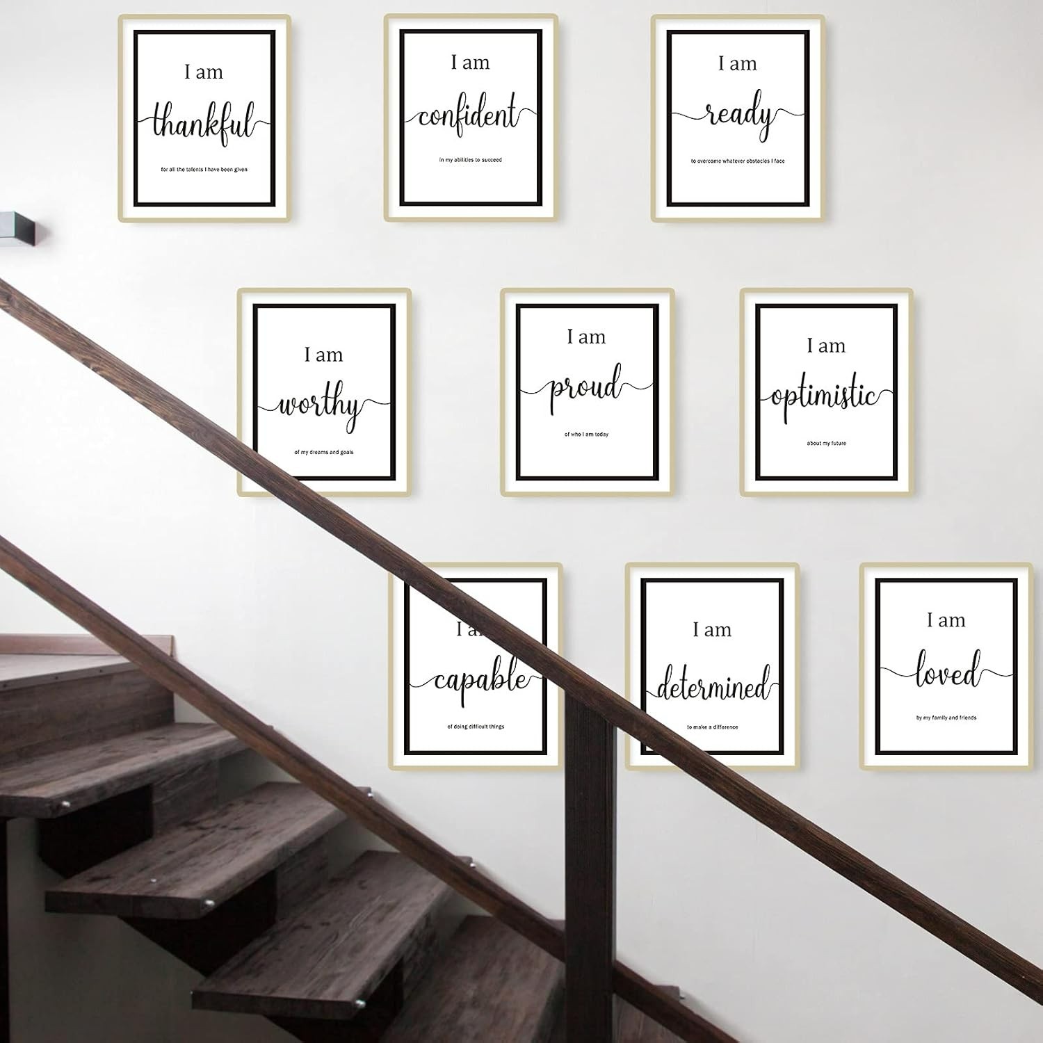 Inspirational 8×10 Wall Décor – 9-Piece Motivational Quote Set for Any Room