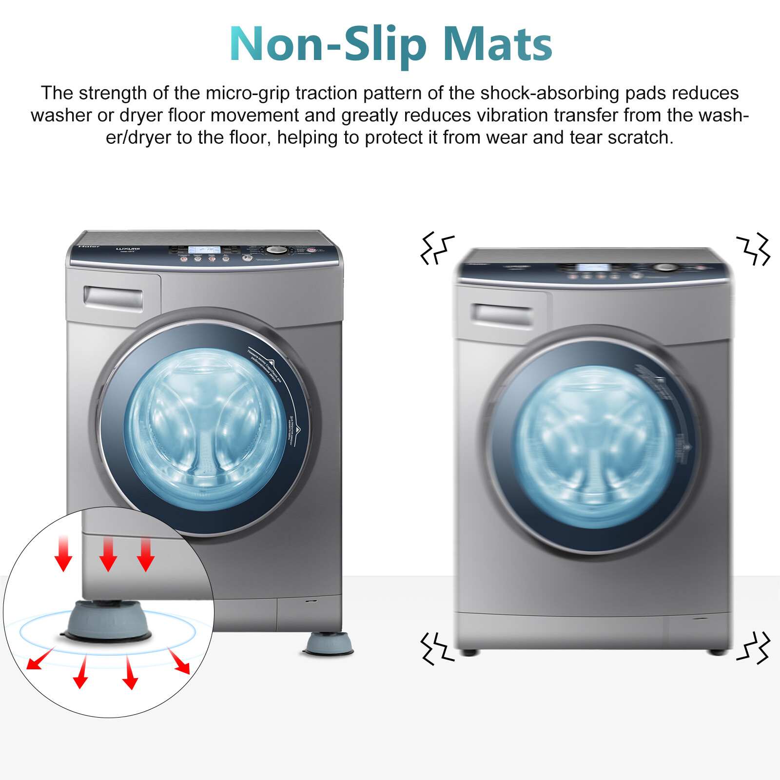 8Pcs Anti Vibration Washing Machine Support Anti-Slip Rubber Feet Base Pads Mat