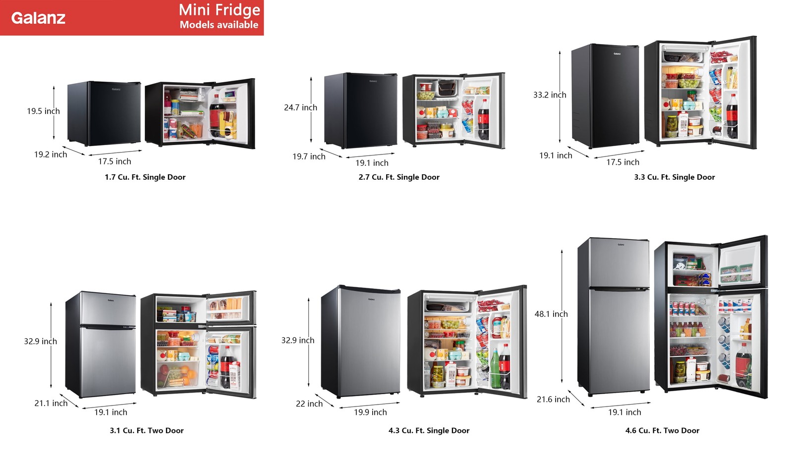 4.6 Cu Ft Stainless Steel Mini Fridge with Freezer—Compact, Energy-Efficient Ref
