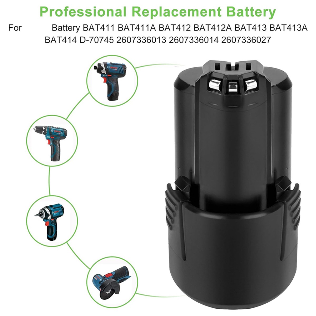 4Packs 4.8Ah BAT411 Li-ion Battery for Bosch 10.8 Volt GBA12V30 BAT420 BAT411