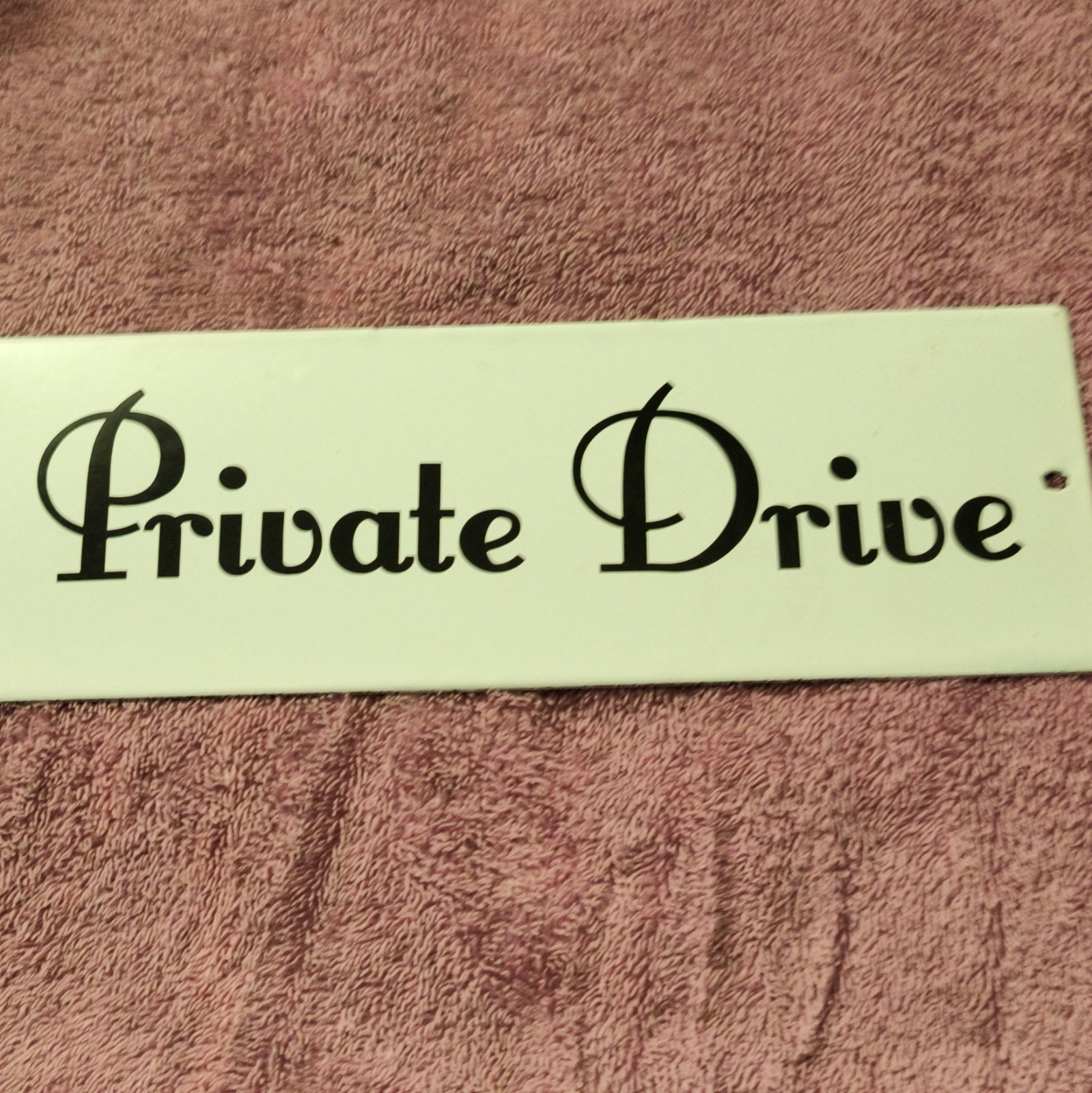 Private Drive Decorative Wood Sign Plaque, Rectangular Horizontal, White/Black