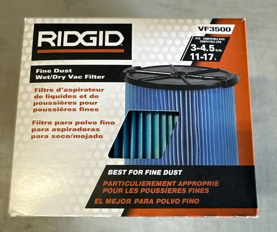 3-Layer Washable Filter for Ridgid VF3500 3-4.5 Gallon Wet Dry Vac