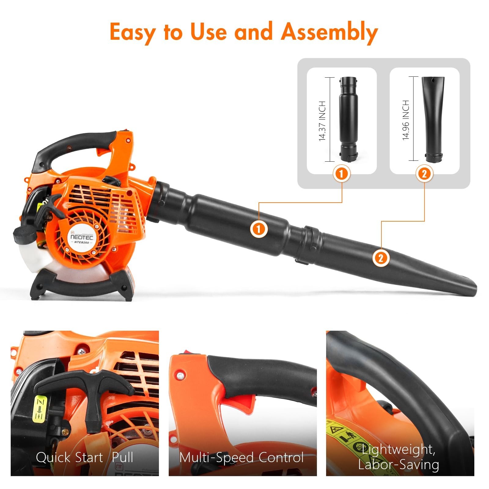 2-Stroke Handheld Leaf Blower Gas Powered 25.4CC Heavy Duty Grass Yard Clean US