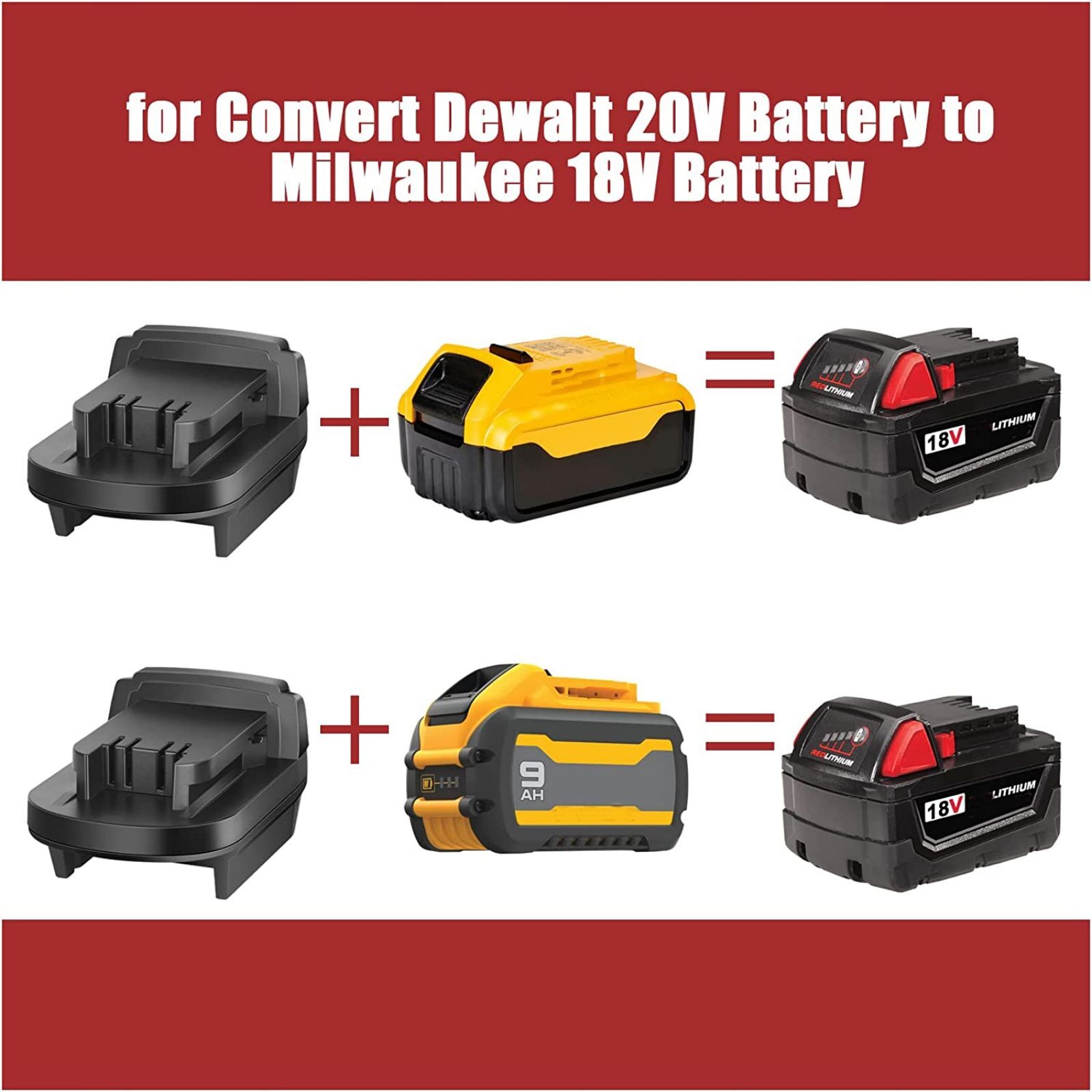 MIL18DL Battery Adapter Converter for Milwaukee 18V Lithium to De walt 20V Tools