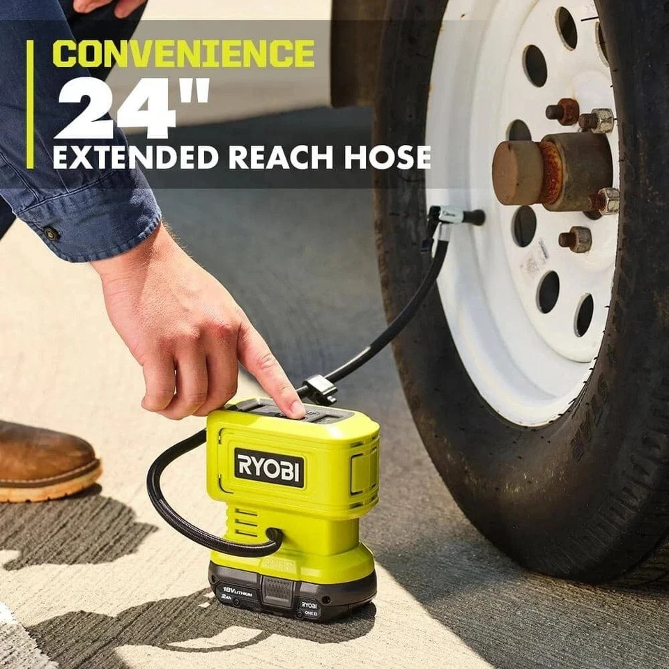 RYOBI 18V Cordless High Pressure Digital Inflator Air Compressor Tire Pump