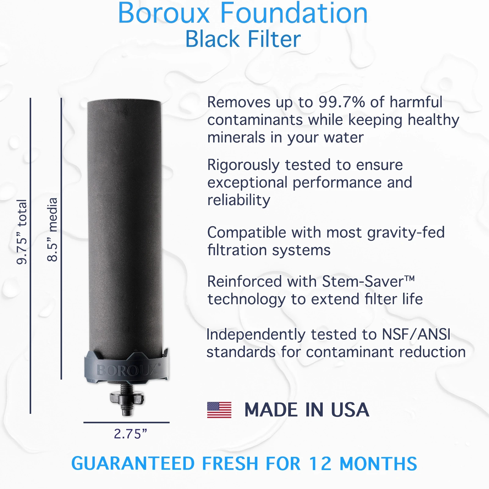 Royal Berkey Water Filter with 2 Boroux Foundation Black and 2 Fluoride Filters