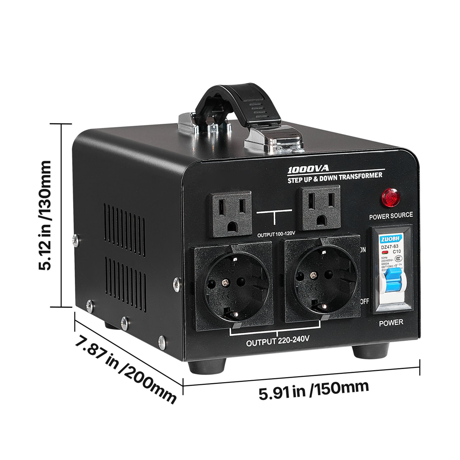 Uimoso Voltage Converter Transformer 1000VA for 110V to 220V and 220V to 110V