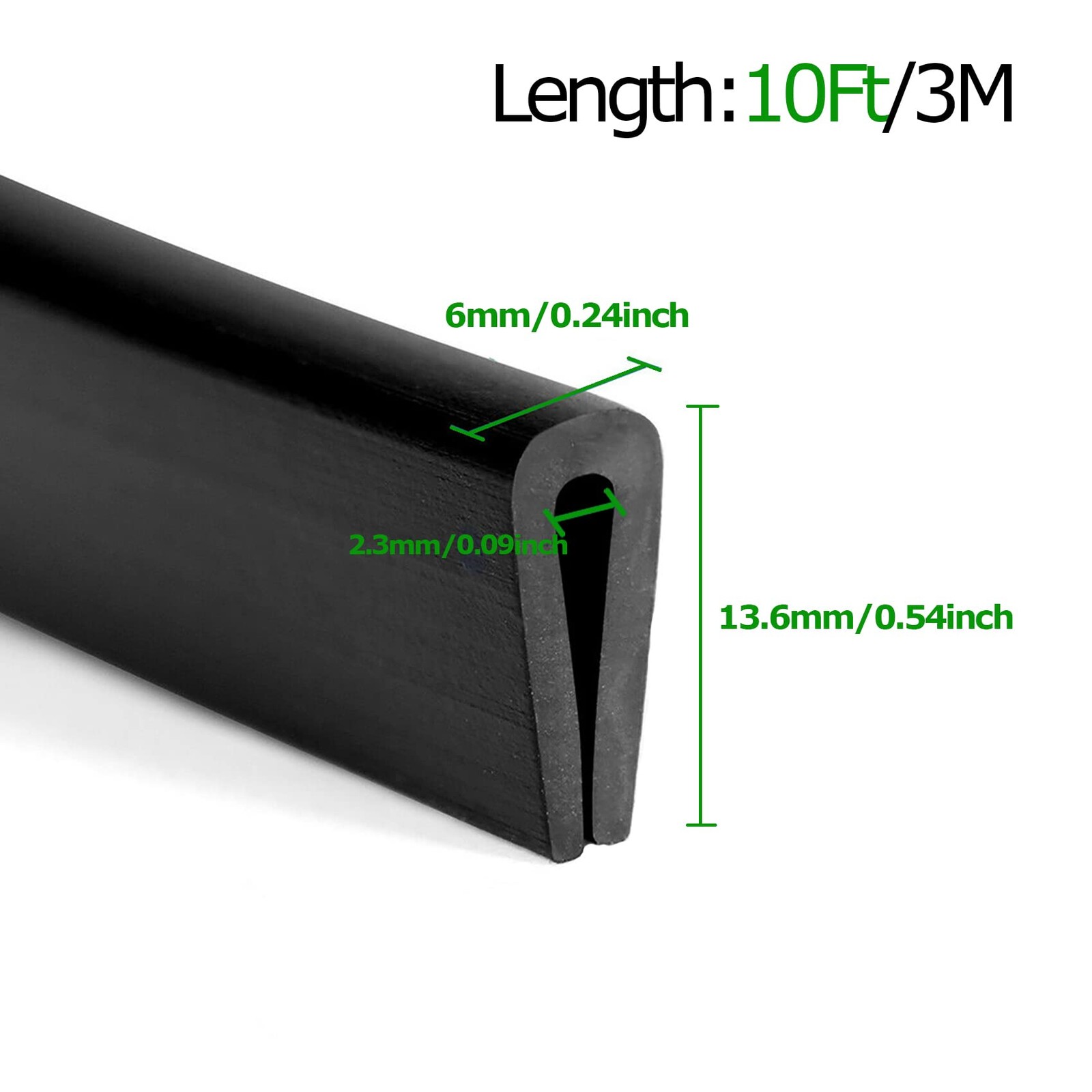 Rubber Edge Black, U Channel PVC Plastic, Metal Sharp Edge Protector Fit fo