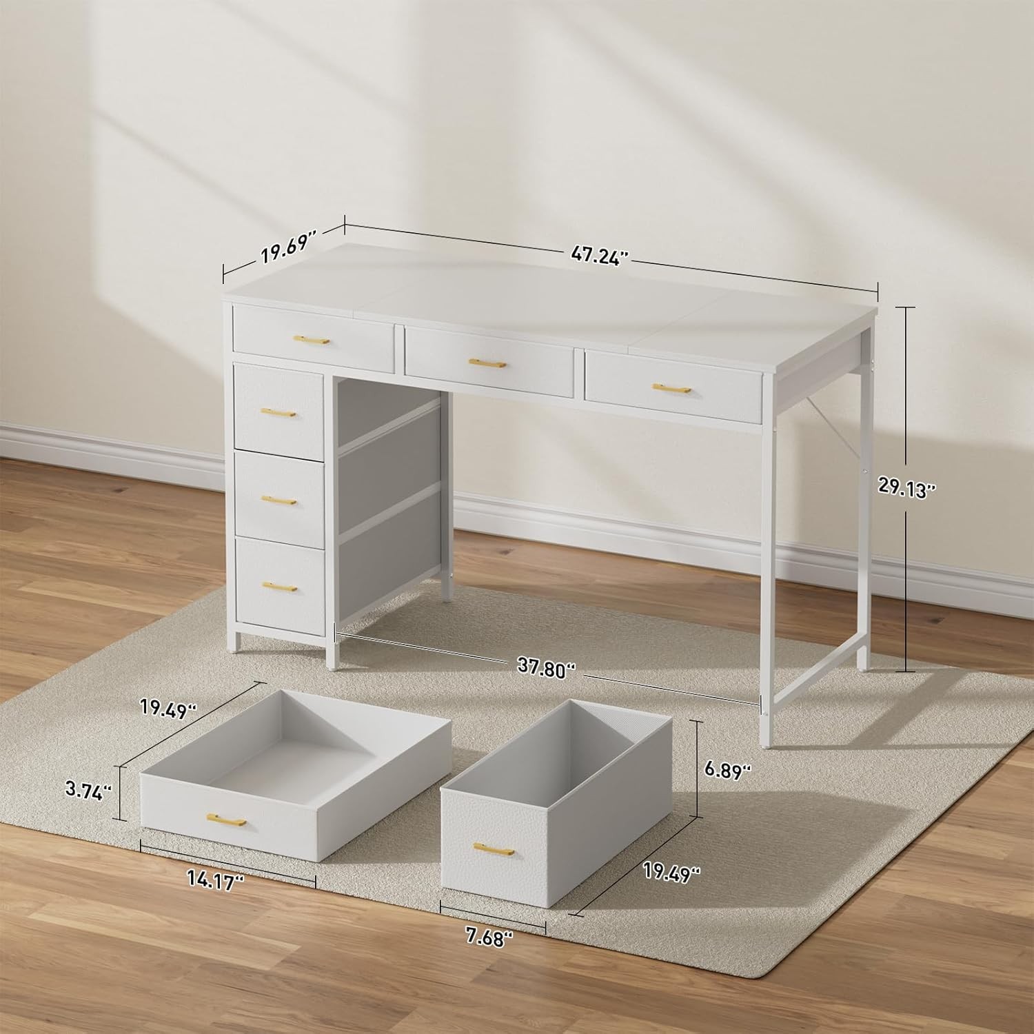 Computer Desk with 6 Drawers, Home Office Desk,Work Study Table for Bedroom