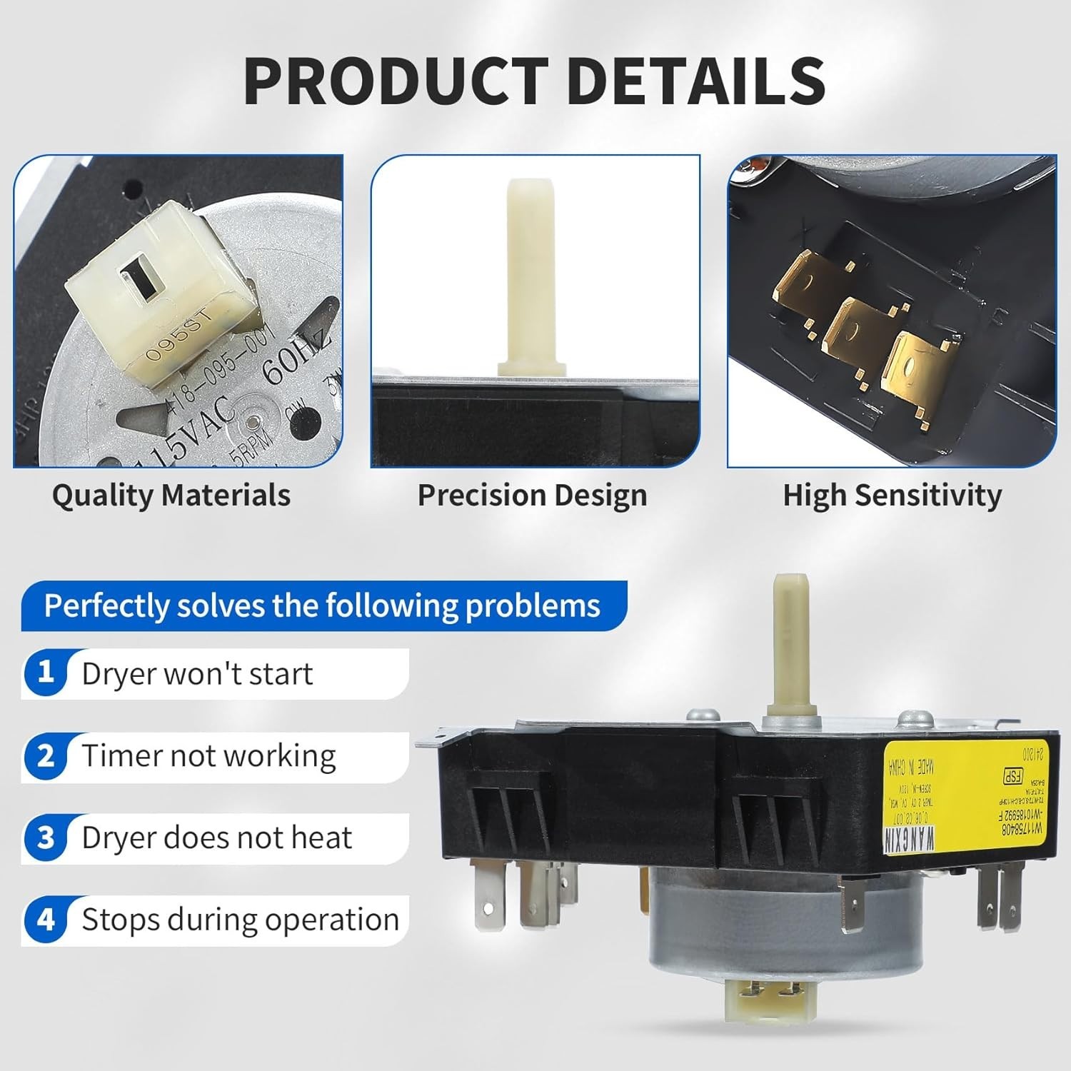 Dryer Timer Handle for Whirlpool 7MWGD1930DM2 7MWGD2040JM0 YWED4850BW1