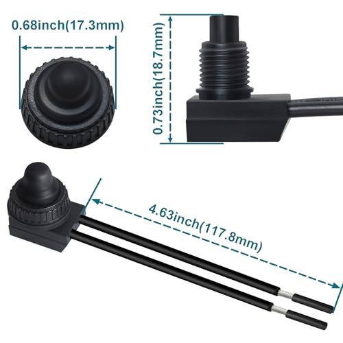 PCS Waterproof Switch 12v, ON/Off SPST Waterproof Push Button Switch 5 Black