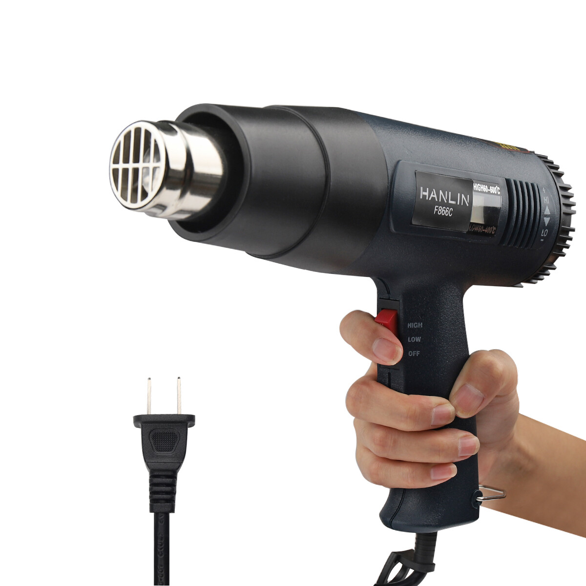 2500W Electric Heat Gun with LCD Display, Dual Temperature Control+4 Nozzles
