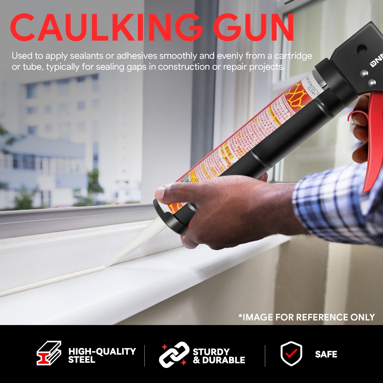 9″ Standard 10.3 oz. Capacity Cartridges All Purpose Smooth Rod Caulking Gun