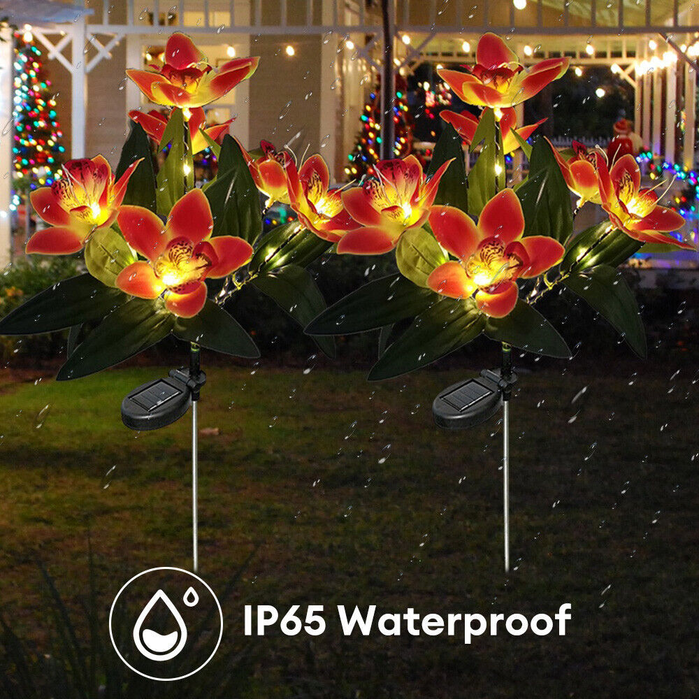 Solar LED Garden Lights Flower Stake Lamp Outdoor Yard Waterproof Patio Decor