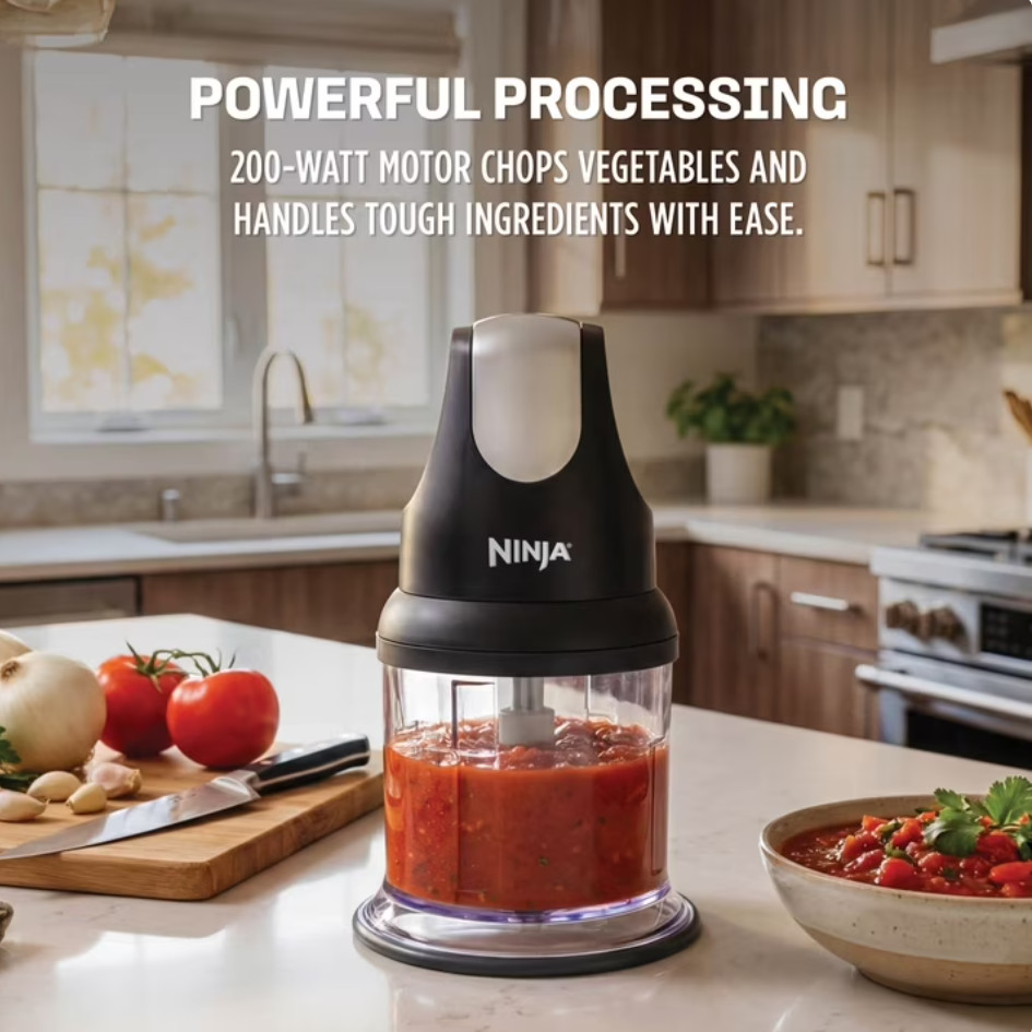 Ninja Express Chop 2 Cup Food Chopper One Touch Pulse NJ100 Gray