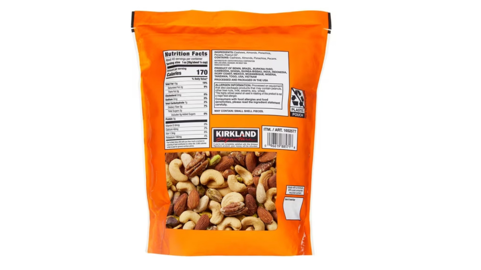 Kirkland Signature Extra Fancy Mixed Nuts, UnSalted, 40 oz