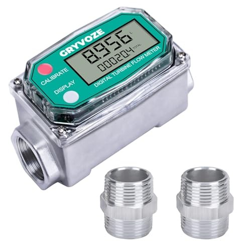 3/4 Inch Digital Turbine Water Fuel Flow Meter with 3/4 Inch NPT Male, 0.8