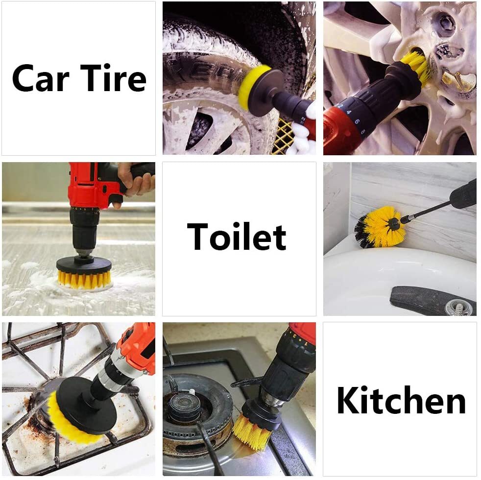 3 PCS Drill Brushes Set Tile Grout Power Scrubber Cleaner Spin Tub Shower Wall