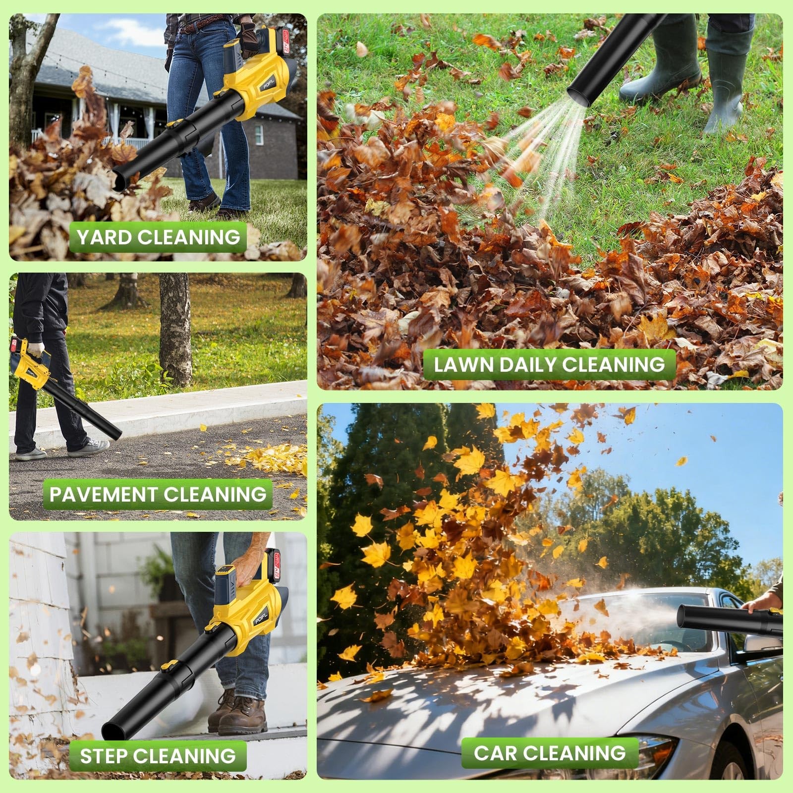 Cordless Leaf Blower, 750 CFM Powerful Turbo Mode, 8000mAh Battery (2×4.0Ah),…