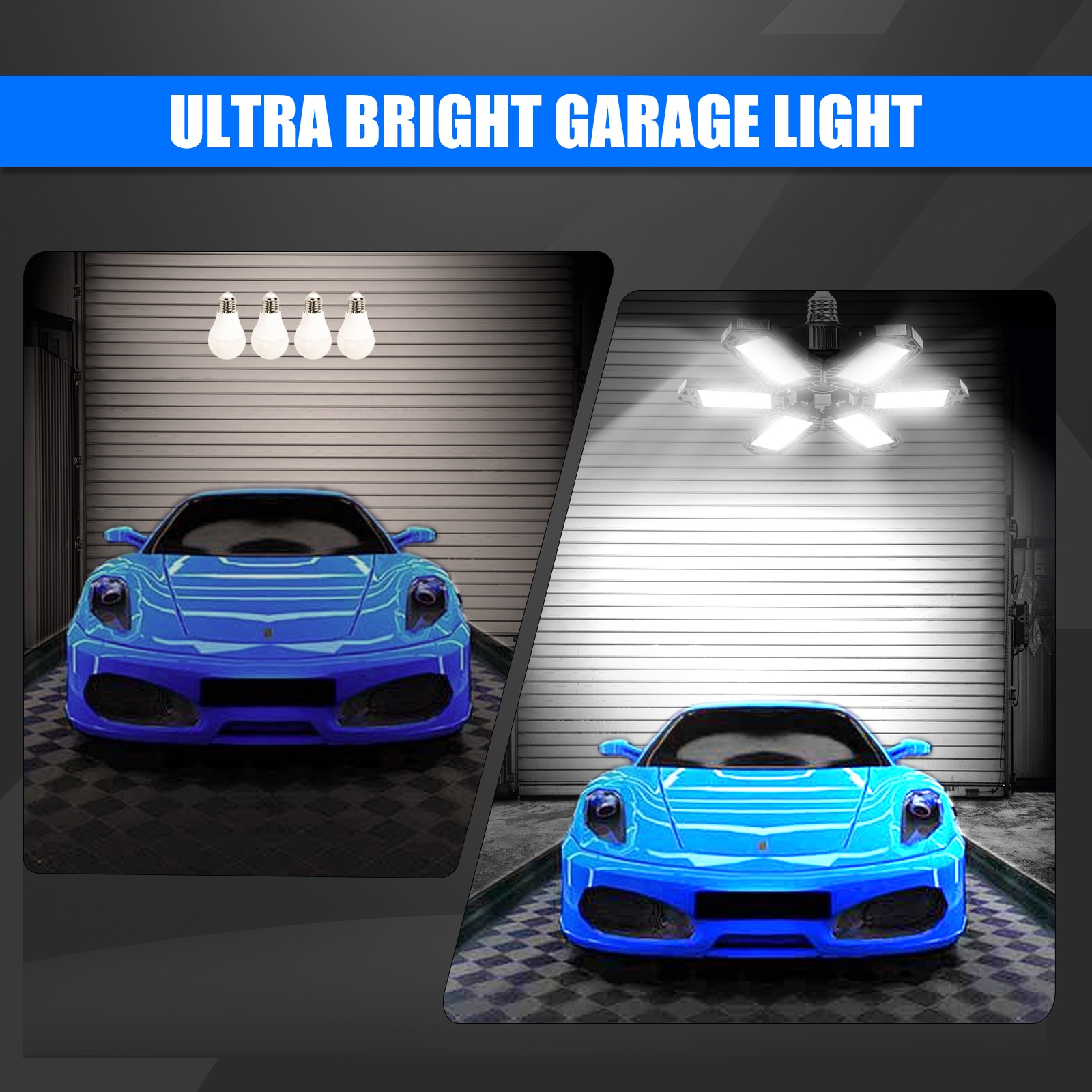 1 Pack LED Garage Light Bright Work Shop Ceiling Light Deformable Bulb Lamp