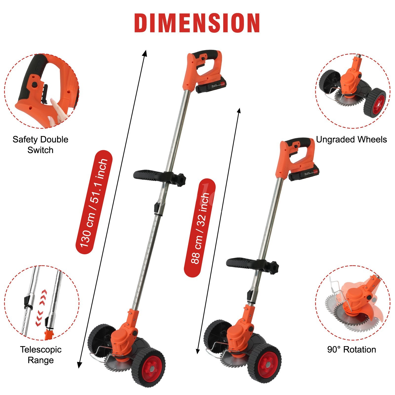 24V Cordless Weed Eater Electric Brush Cutter Lawn Edger Grass String Trimmer