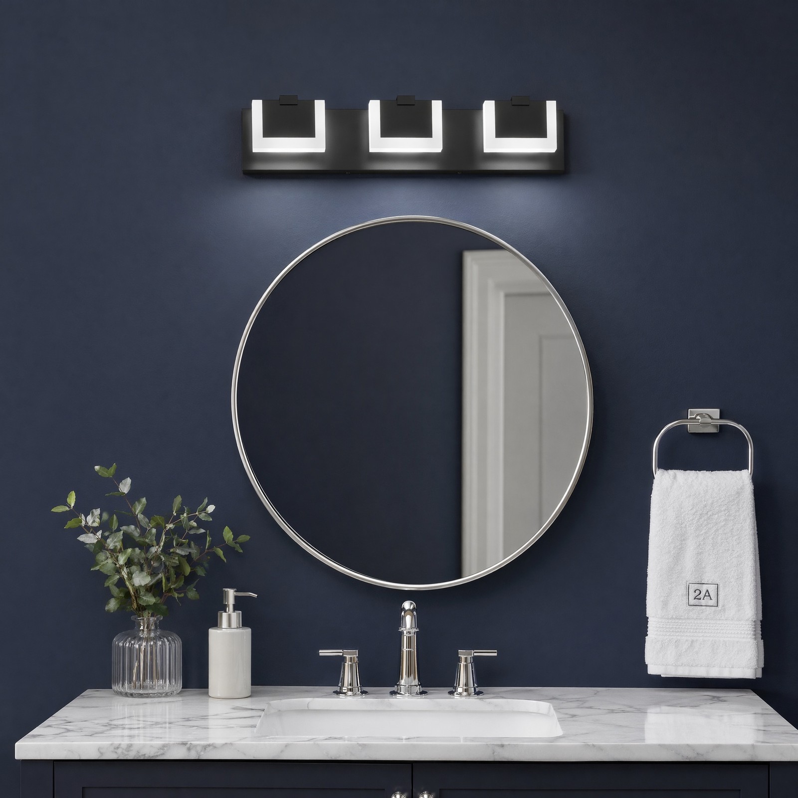 22 in 3 Light Black Dimmable LED Vanity Bathroom Over Mirror Wall Sconce Fixture